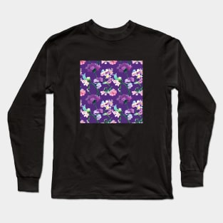 Purple | Pink | White Floral Print Long Sleeve T-Shirt